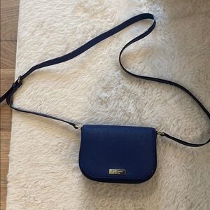 Kate Spade Navy Blue Crossbody Bag with Flap Closure